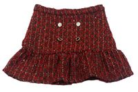 Červeno-čierno-zlatá pletená sukňa s gombíkmi Matalan