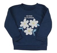 Tmavomodrá mikina s kvetmi Primark