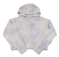Lila-biela batikovaná crop mikina s kapucňou Primark