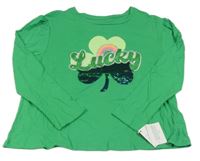 Nové - Zelené tričko s nápisom a flitrami St. Bernard