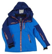 Tmavomodro-modrá šusťáková funkční zateplená bunda s kapucí McKinley