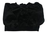 Čierna zamatová crop mikina s mašľami