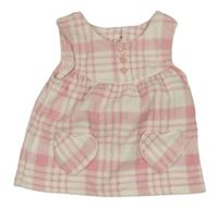 Ružovo-biele kockované fleecové šaty so srdiečkovanými vreckami George