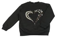 Čierna mikina so srdcem a motýly