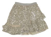 Béžovo-strieborná flitrová sukňa