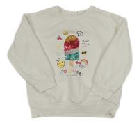 Biela mikina s nanukem z flitrů Shein