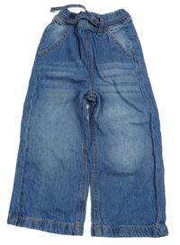 Modré široké rifle s páskem 