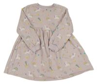 Levandulové teplákové šaty s jednorožci F&F