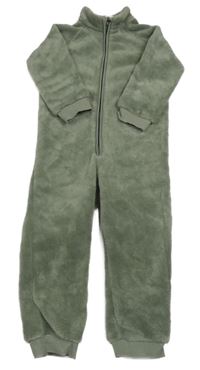 Khaki chlupatý overal 