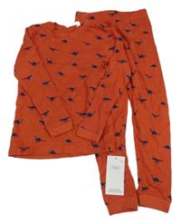 Nové - Cihlové žebrované pyžamo s dinosaury M&S
