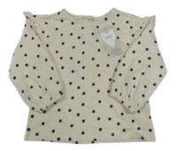 Nové - Béžové puntíkaté mikinotriko s volánky M&S