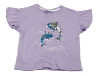 Lila tričko s překlápěcími flitre Kiki&Koko