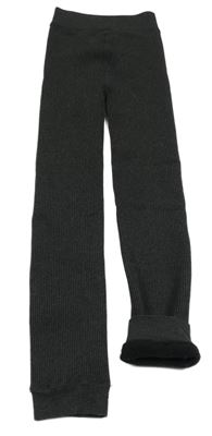 Antracitové rebrované pančuskové thermo legíny