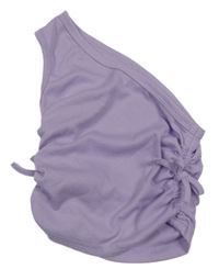 Lila rebrovaný asymetrický crop top s nařasením Shein