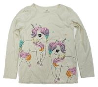 Smetanové triko s jednorožci H&M