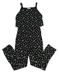 Čierny nohavicový overal s palmami H&M