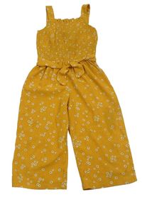 Okrový culottes žabičkový overal s kytičkami Primark