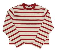 Bielo-červená pruhovaná crop mikina M&S
