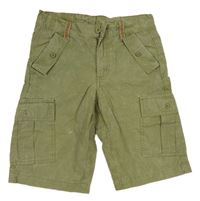 Khaki plátenné cargo kraťasy so vzorom H&M