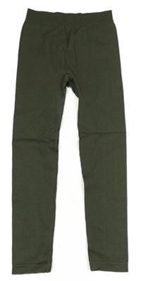 Khaki rebrované legíny Yigga