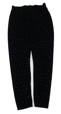 Čierne zamatové legíny s kamienkami zn. Next