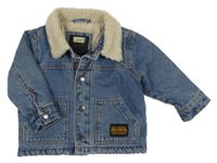 Modrá riflová zateplená bunda s kožíškem Next 