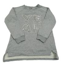 Sivá trblietavá mikinová tunika s nápisem z flitrů Yigga