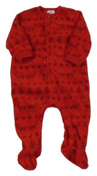 Červený fleecový overal s vánočním motivem F&F