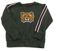 Khaki mikina s tigrom a pruhmi Next