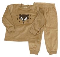 2set - Béžová plyšová mikina s jezevcem + kalhoty Kuniboo