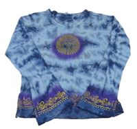 Modro-tmavomodro-fialové batikované triko 