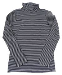 Tmavomodro-bílé pruhované triko s rolákem Primark