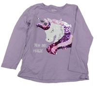 Lila triko s jednorožcem z překlápěcích flitrů Topolino 