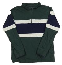 Tmavozeleno-tmavomodro-bílé pruhované mikinotriko Next 