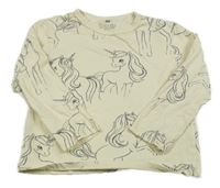 Smetanové triko s jednorožci H&M