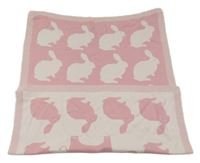 Růžová/bílá úpletová deka so zajačikmi Mamas&Papas