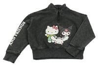 Tmavošedá crop mikina s Kitty Primark