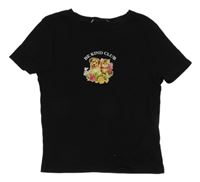 Čierne crop tričko s psíkom a mačičkou FB Sister