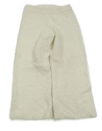 Smotanové chlpaté pletené culottes nohavice