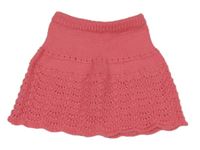 Ružová pletená děrovaná sukňa