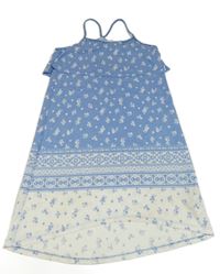 Modro-biele vzorované dlhé šaty s volánikmi H&M