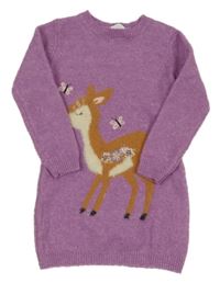 Fialovorůžové svetrové šaty so srnkou Primark