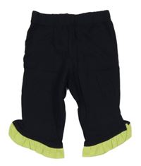 Tmavomodro-limetkové capri tepláky