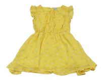 Žlté kvietkovane žoržetové šaty s motýlikmi Kiki&Koko