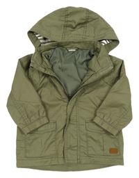 Khaki plátěná jarní bunda s kapucí H&M