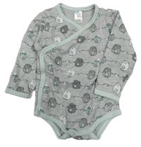 Šedo-světlemodré zavinovací body s tučňáky Topomini 