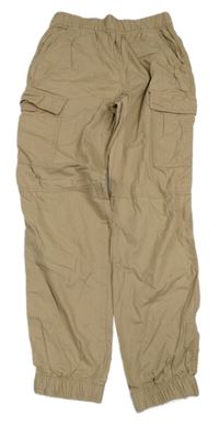 Béžové plátěné catgo cuff kalhoty H&M