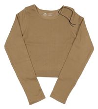 Béžové rebrované crop tričko F&F