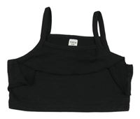 Čierny crop top s volánikmi Shein
