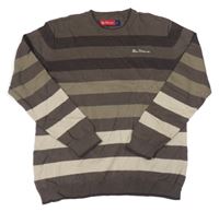 Béžovo-hnedý pruhovaný sveter s logom Ben Sherman